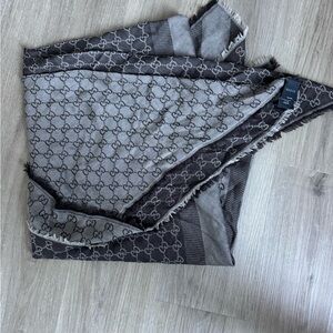 Gucci Brown and Beige GG Jacquard Wool Scarf